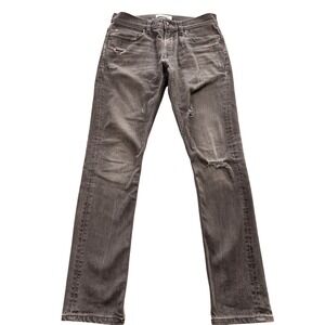 Quiksilver Mens Slim Straight Distressed Grey Denim‎ Jeans Size 31x30 Charcoal